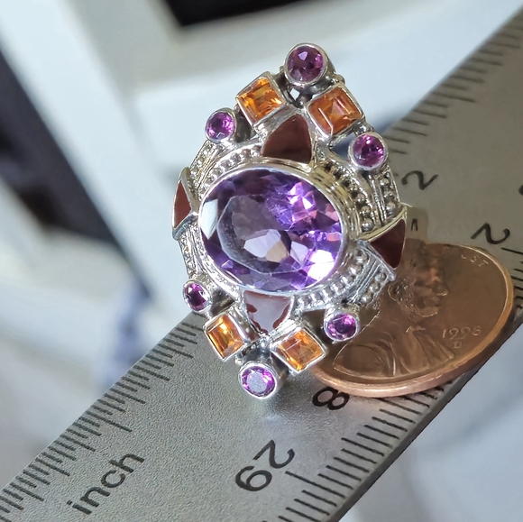 NICKY BUTLER 925 Sterling Silver Amethyst Topaz Rhodolite Designer Ring Sz 6 NWT - Picture 7 of 16